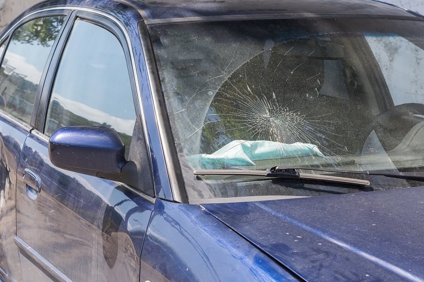 The windshield damage