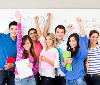 Happy group of students
